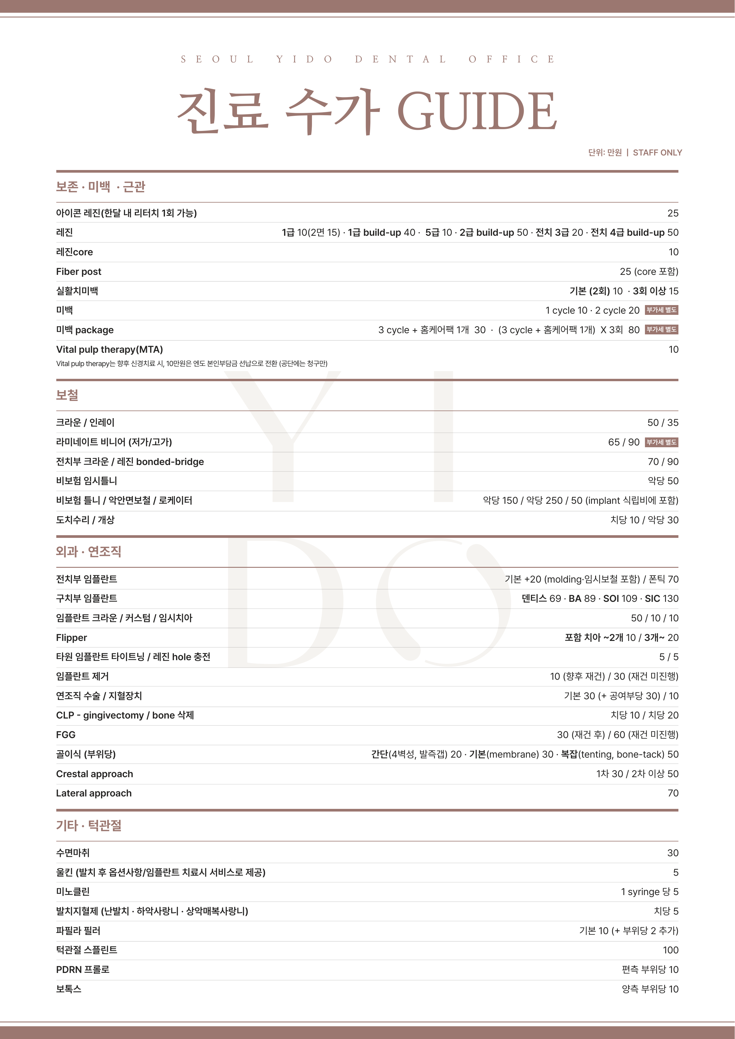 비급여 수가표 1